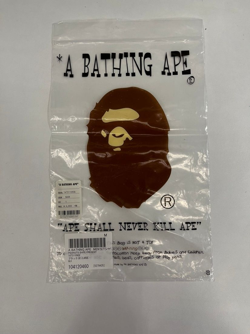 A Bathing Ape T -Shirt Peanuts Bape Present Snoopy 1A73110908 L 101Mt-5526