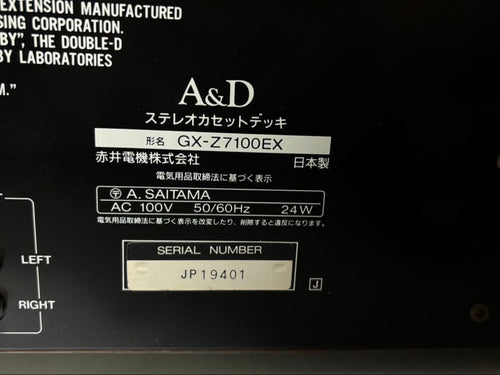 Cassette Player A&D Gx-Z7100Ex