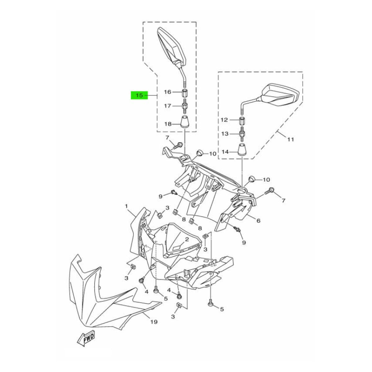 Yamaha Motor Mirror 7 X Cygnus Dr2-F6290-00