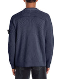 Knit Sweater Stone Island Rib Cotton Boucle Raglan Sleeve Melange Blue