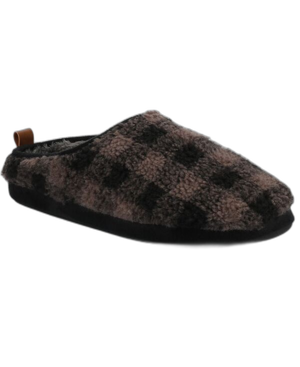 Sandals Vance Co Mens Roland Fleece Shearling Slide Slipper Black