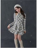 Long Sleeves, Three Quarter Sleeve Halter Check Mini Onepiece White