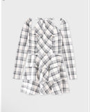 Long Sleeves, Three Quarter Sleeve Halter Check Mini Onepiece White