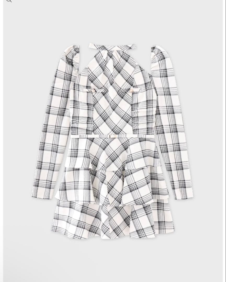 Long Sleeves, Three Quarter Sleeve Halter Check Mini Onepiece White