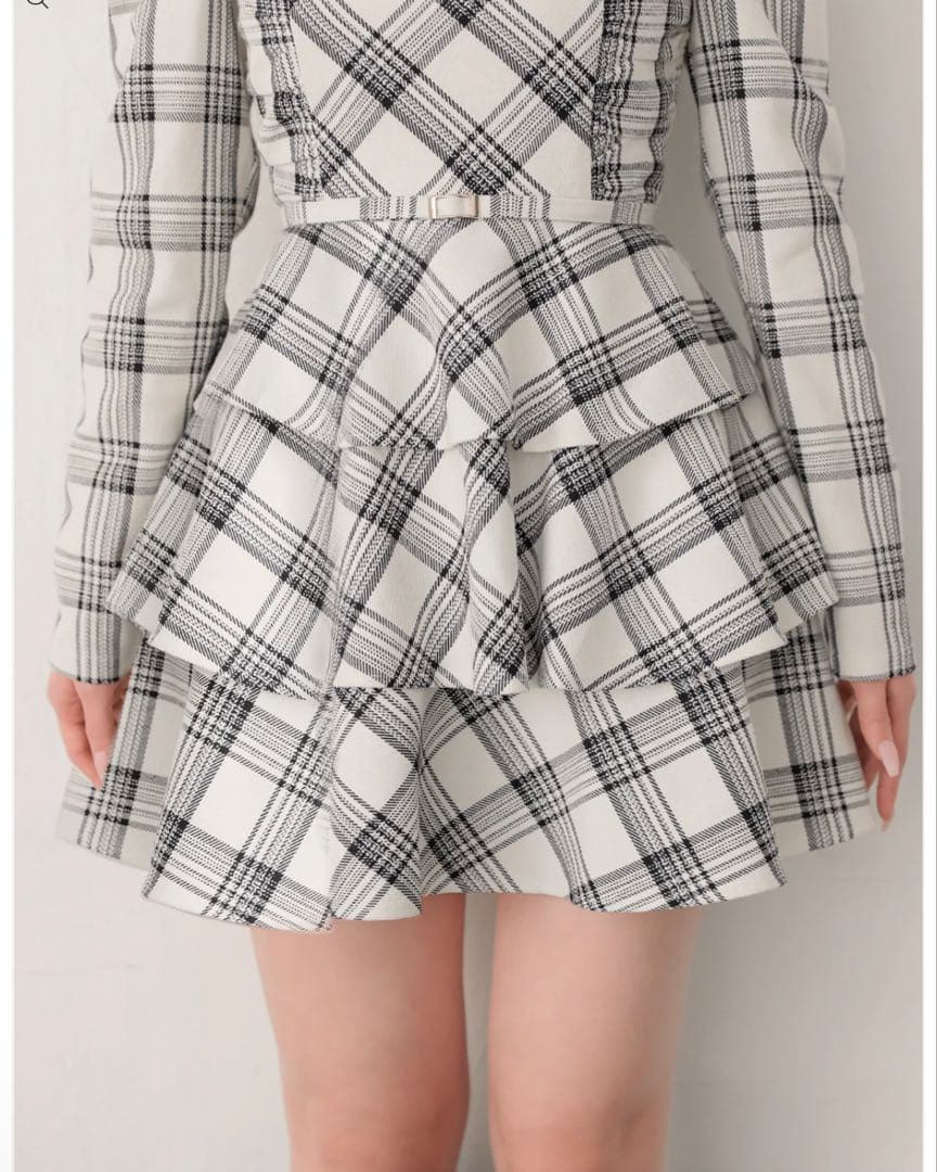 Long Sleeves, Three Quarter Sleeve Halter Check Mini Onepiece White