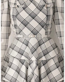 Long Sleeves, Three Quarter Sleeve Halter Check Mini Onepiece White
