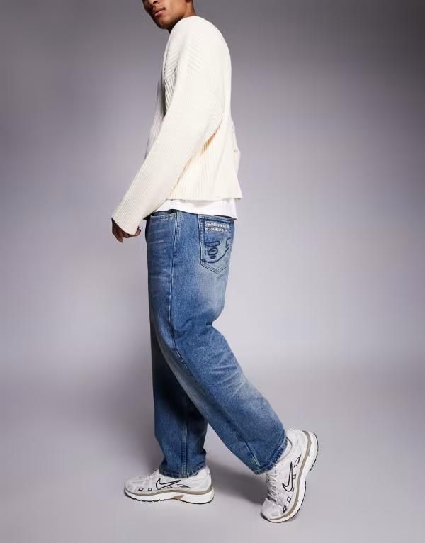 A Bathing Ape Others Aape By Loose Fit Denim Jeans In Vintage Wash Mblu