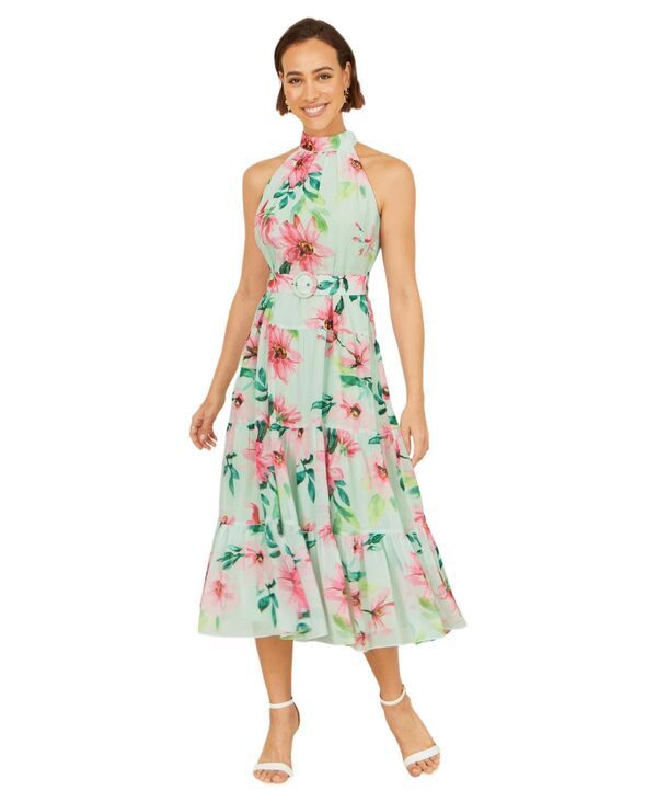 Yumi Kim Long Sleeves, Three Quarter Sleeve Womens Floral Halter Neck Midi