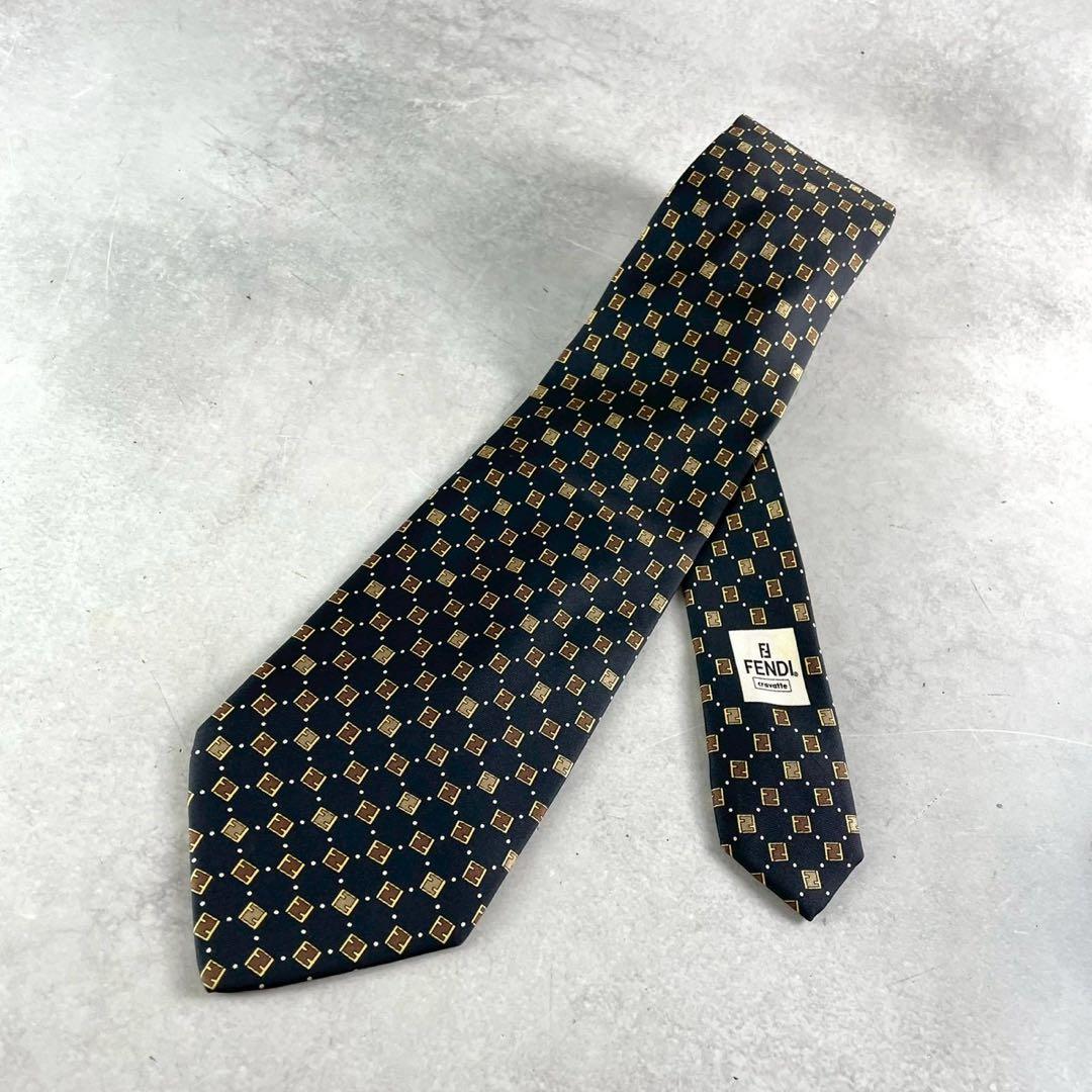 Fendi Ties A Tie Zucca Ff Logo Silk Black