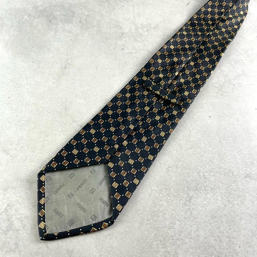 Fendi Ties A Tie Zucca Ff Logo Silk Black