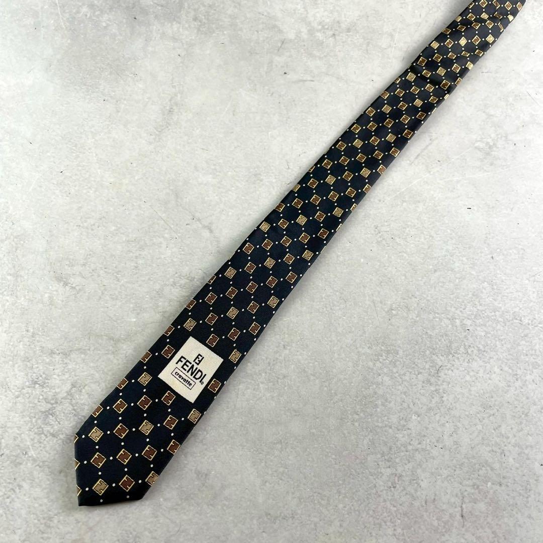 Fendi Ties A Tie Zucca Ff Logo Silk Black