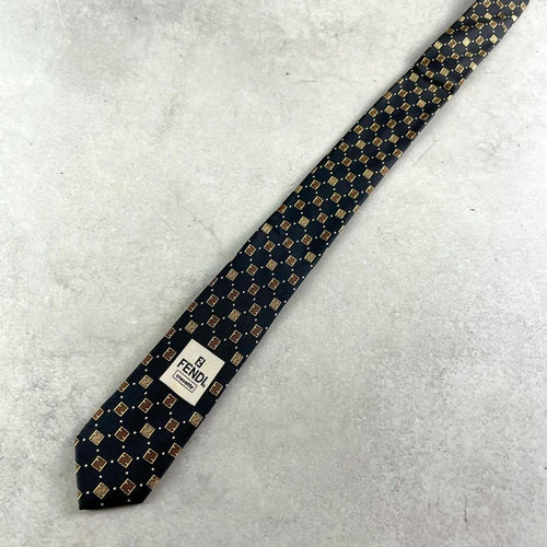 Fendi Ties A Tie Zucca Ff Logo Silk Black