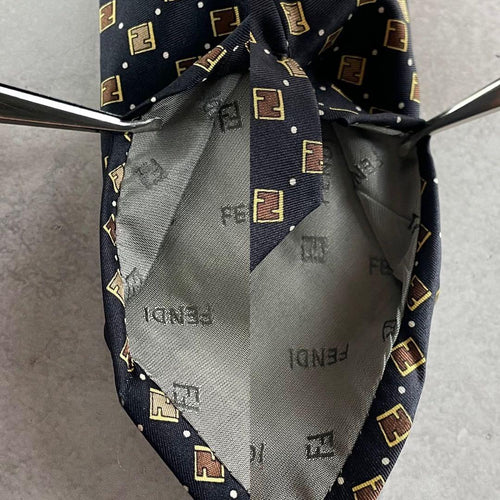 Fendi Ties A Tie Zucca Ff Logo Silk Black