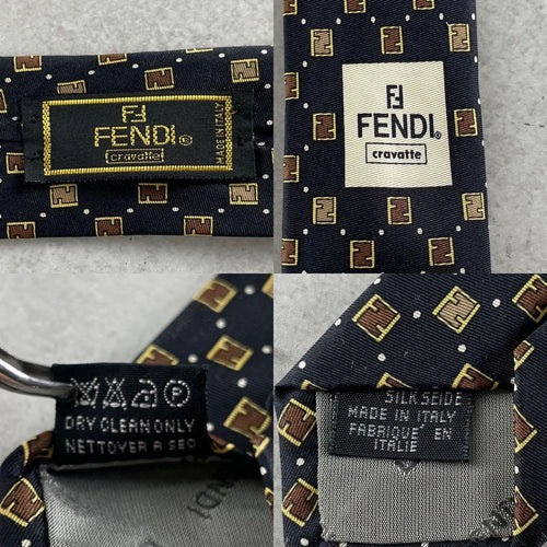 Fendi Ties A Tie Zucca Ff Logo Silk Black