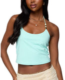Long Sleeve Edikted Radley Bead Halter Top Aqua