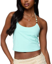 Long Sleeve Edikted Radley Bead Halter Top Aqua