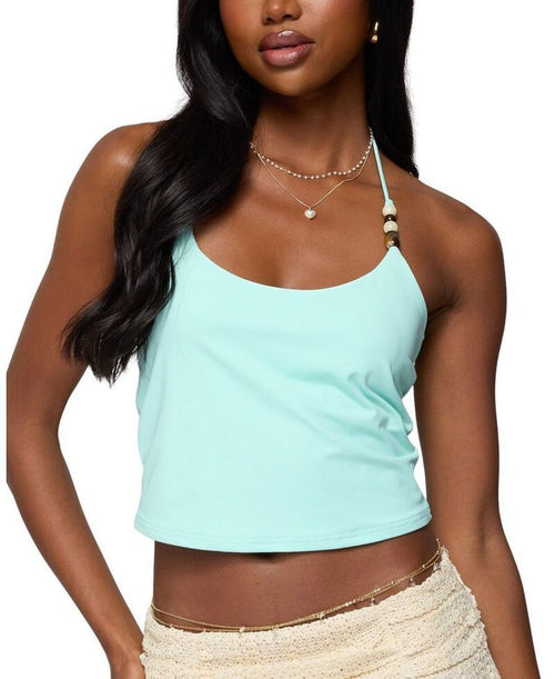 Long Sleeve Edikted Radley Bead Halter Top Aqua