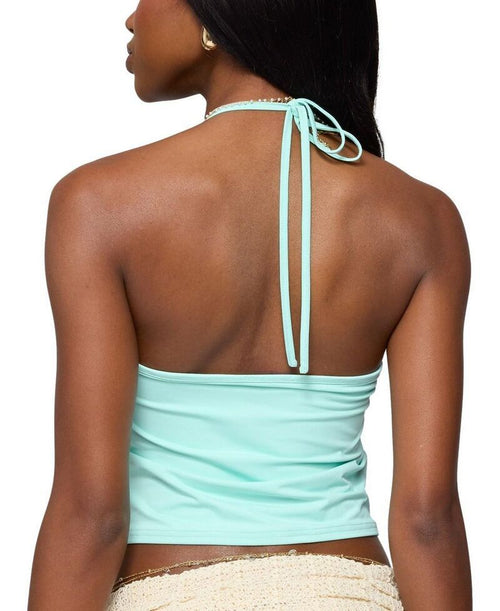 Long Sleeve Edikted Radley Bead Halter Top Aqua