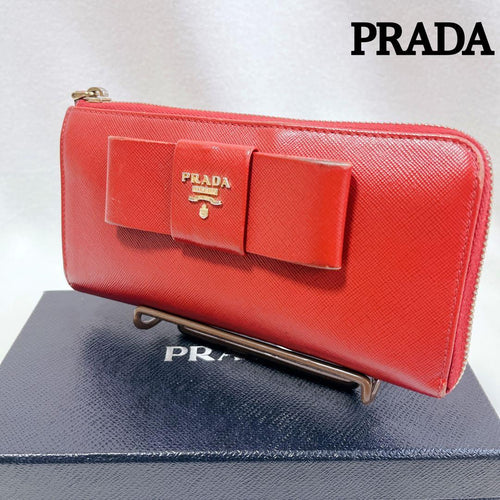 Prada Long Wallet L Red