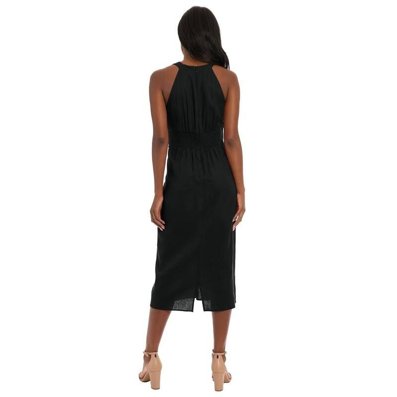 Others Womens London Times Halter Inset Waist Midi Dress Green