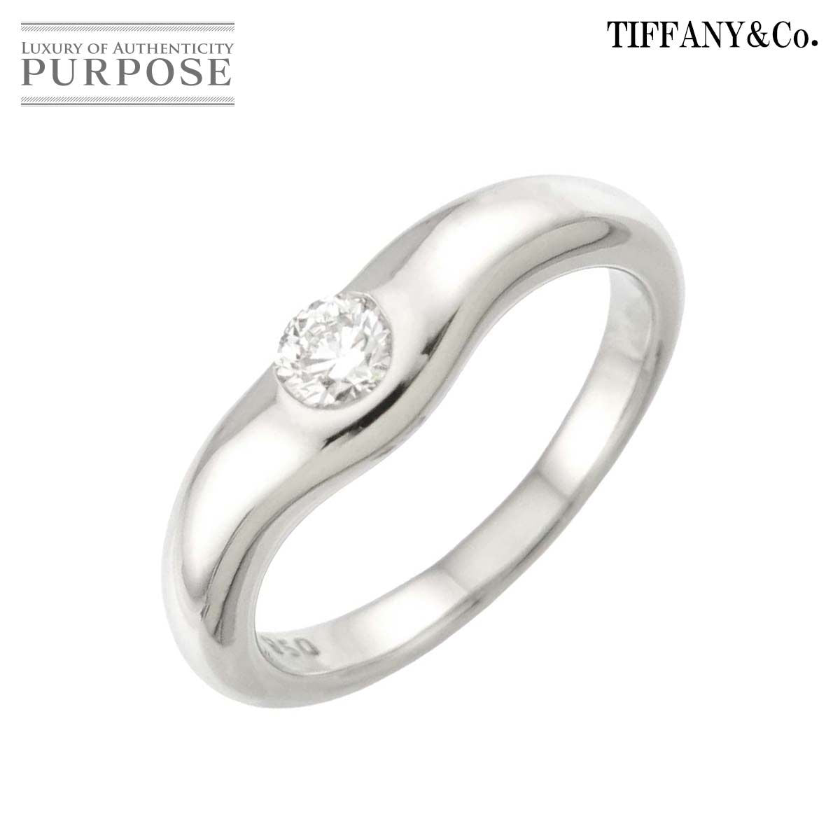 Tiffany Ring Tiffany&Co. 10 1P Pt Curved Band Diamond 90328855