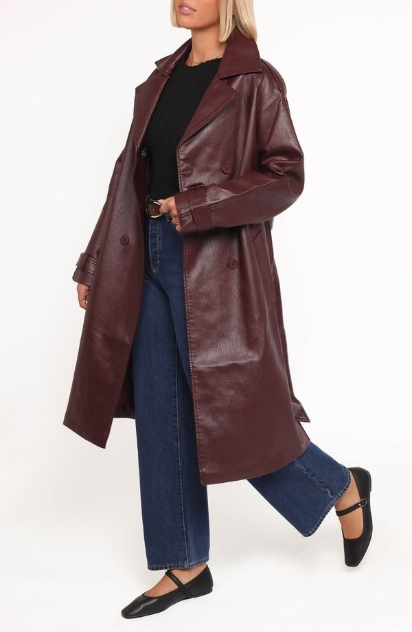 Jumper Blouson Petal Pup Vita Faux Leather Jacket Burgundy