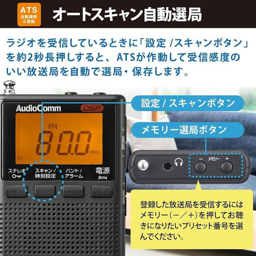 Portable Tv (Ohm) Audiocomm Dsp Fm Am/Fm Rad-P300S-K 03-0 0