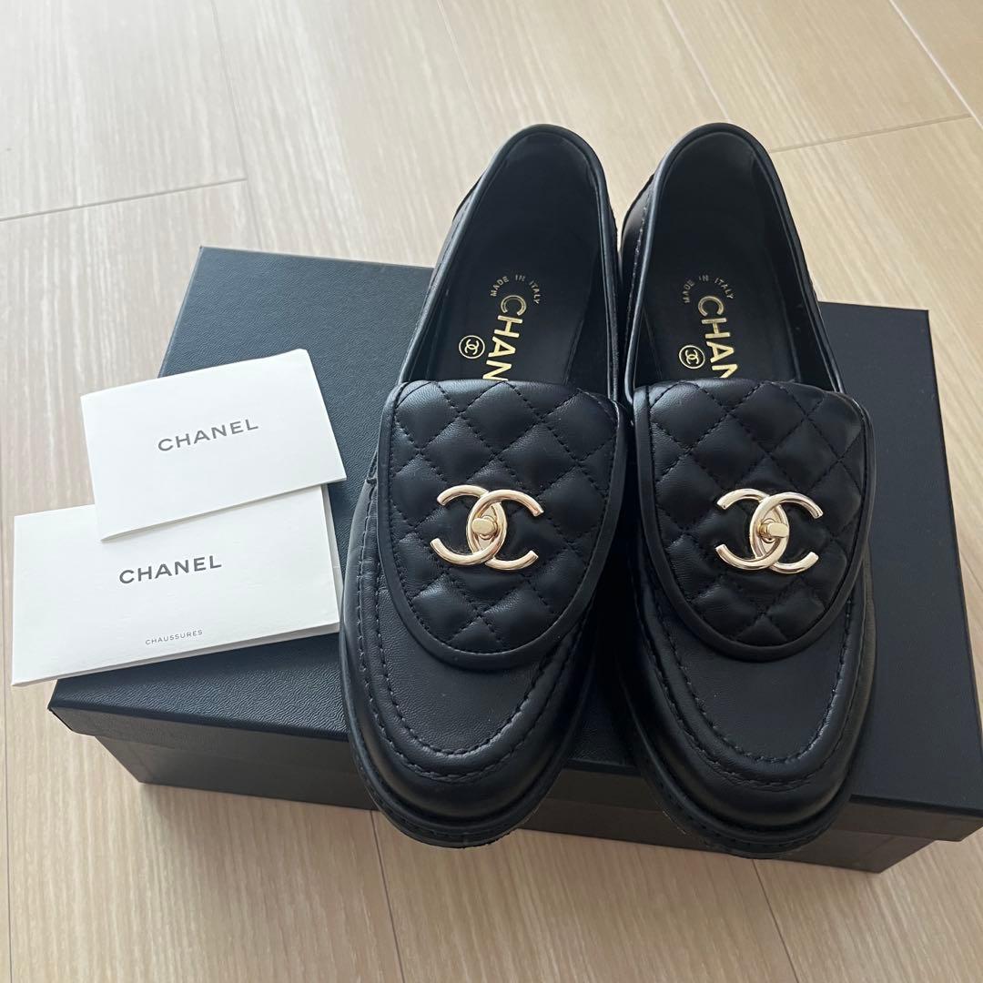 Chanel Loafers Leather Shoes 36