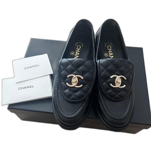 Chanel Loafers Leather Shoes 36