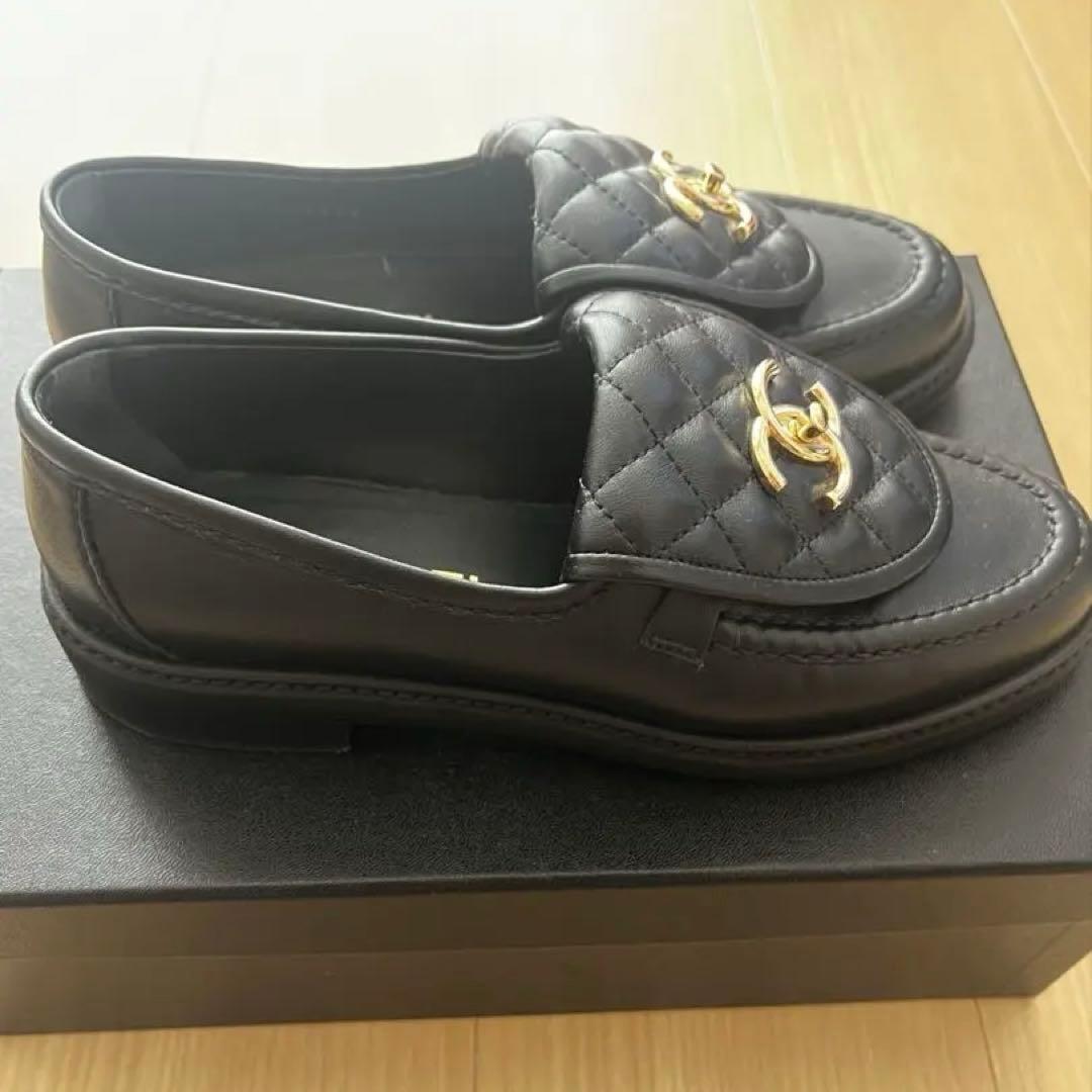 Chanel Loafers Leather Shoes 36