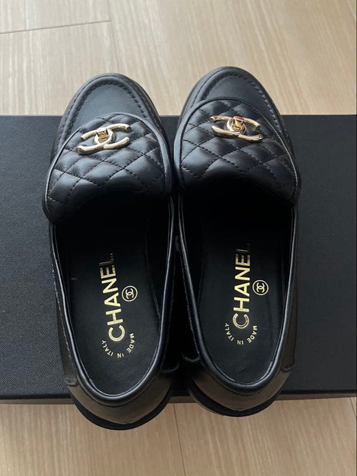 Chanel Loafers Leather Shoes 36