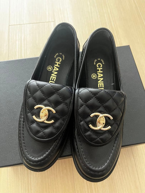 Chanel Loafers Leather Shoes 36