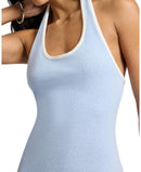 Onia Long Sleeves, Three Quarter Sleeve Cotton Boucle Mini Halter Dresskywhite