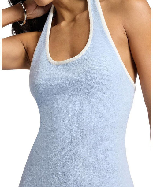Onia Long Sleeves, Three Quarter Sleeve Cotton Boucle Mini Halter Dresskywhite