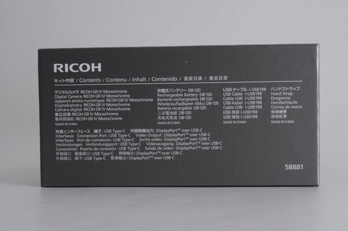 Ricoh Compact Digital Camera Gr Iv Monochrome