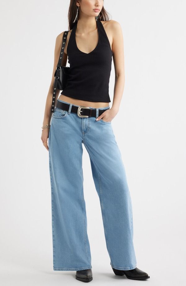 Bp Long Sleeve V Vnecknit Halter Top Black