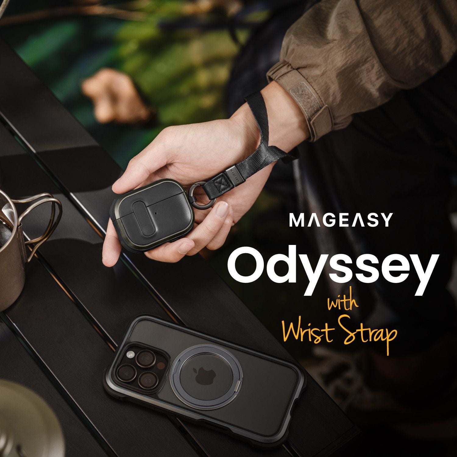 Earphone Case Airpods Pro2 Pro Magsafe 2 Mageasy Odyssey With Wrist Strap