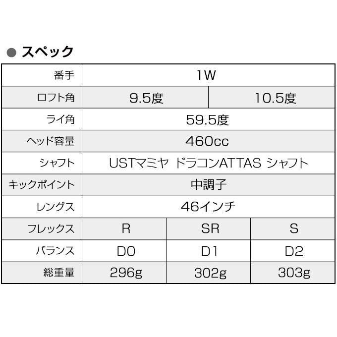 Works Golf Driver 2 Ust Attas R Sr S X 9.5 10.5