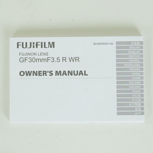 Fujifilm Lens (Single Focus) Gf30Mmf3.5 R Wr G