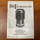 Nikon Lens (Zoom) Series E 75-150Mm 1:3.5