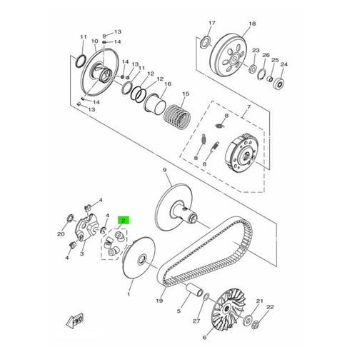 Yamaha Motor Pulley 7 X Cygnus 6 20 9.0G Dl8-We763-00