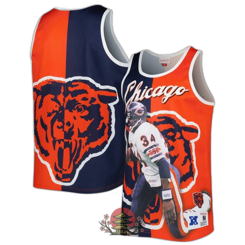 Short Sleeve (T -Shirt) Mens Mitchell Ness Walter Payton Navyorange Chicago