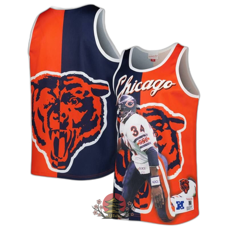 Short Sleeve (T -Shirt) Mens Mitchell Ness Walter Payton Navyorange Chicago