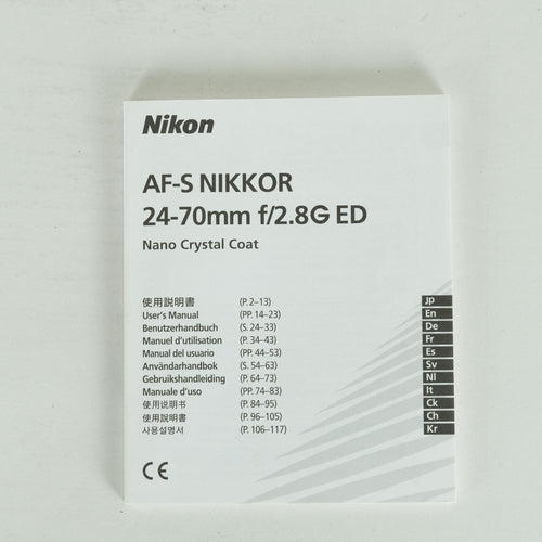 Nikon Lens (Zoom) Af-S Nikkor 24-70Mm F/2.8G Ed F