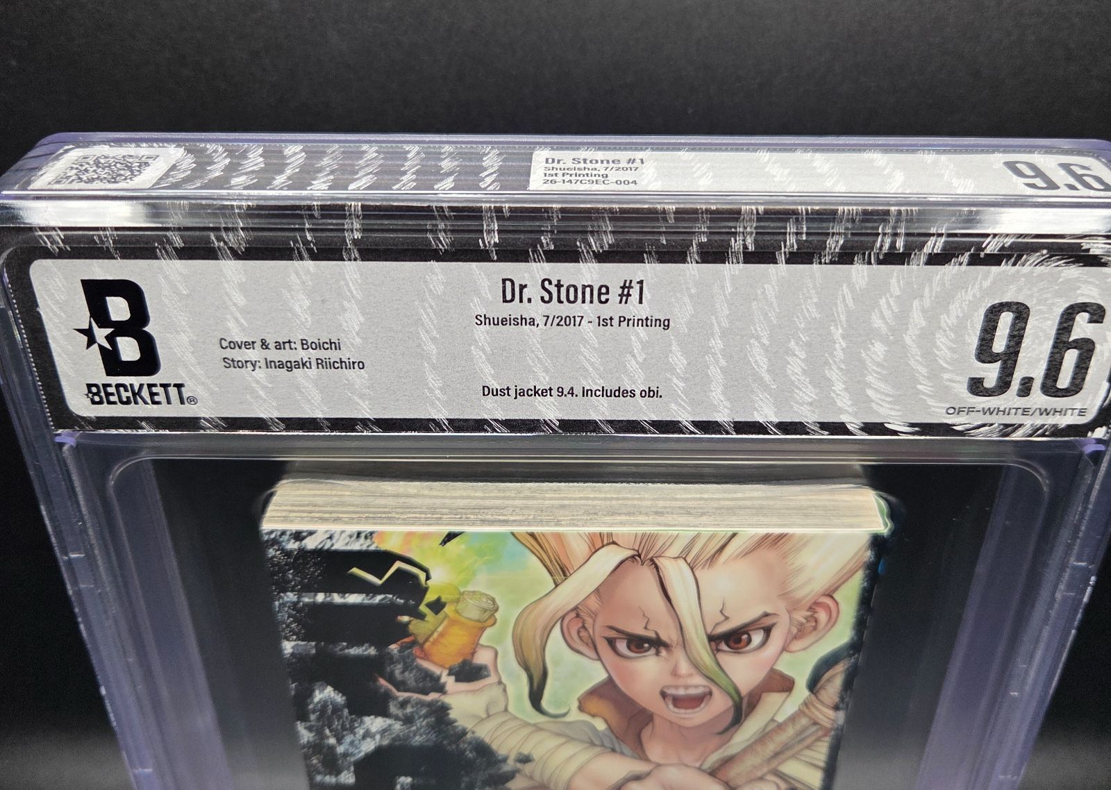 Boy'S Manga Bgs 9.6 Dr. Stone 1 Vol.1 1St Printing Obi Beckett Graded Book Jump