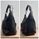 Miu Shoulder Bags Y2K Logo Hobo Bag Leather Black