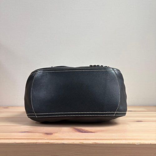 Miu Shoulder Bags Y2K Logo Hobo Bag Leather Black