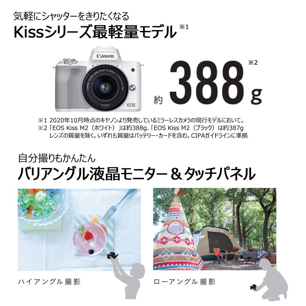 Canon Mirrorless Interchangeable Lips Eos Kiss M2 Kissm2Bk-Wzk