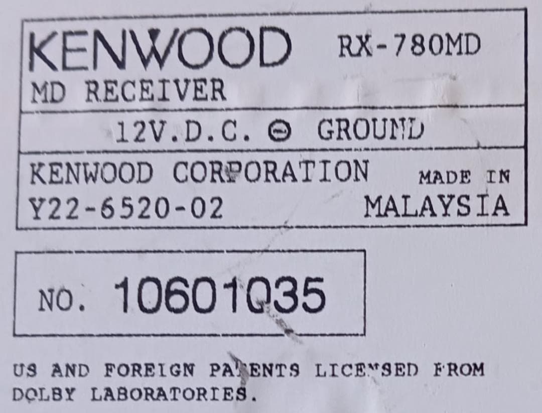 Cd Md Cassette Deck Kenwood Rx-780Md