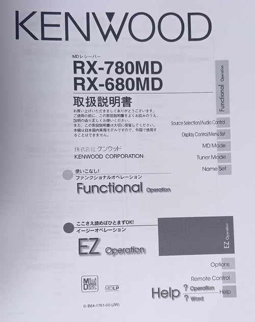 Cd Md Cassette Deck Kenwood Rx-780Md